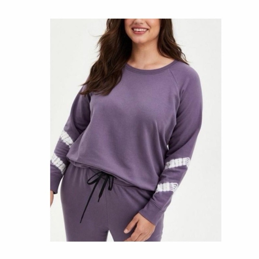 Torrid Active French Terry Purple Tie Dye Sweatshirt